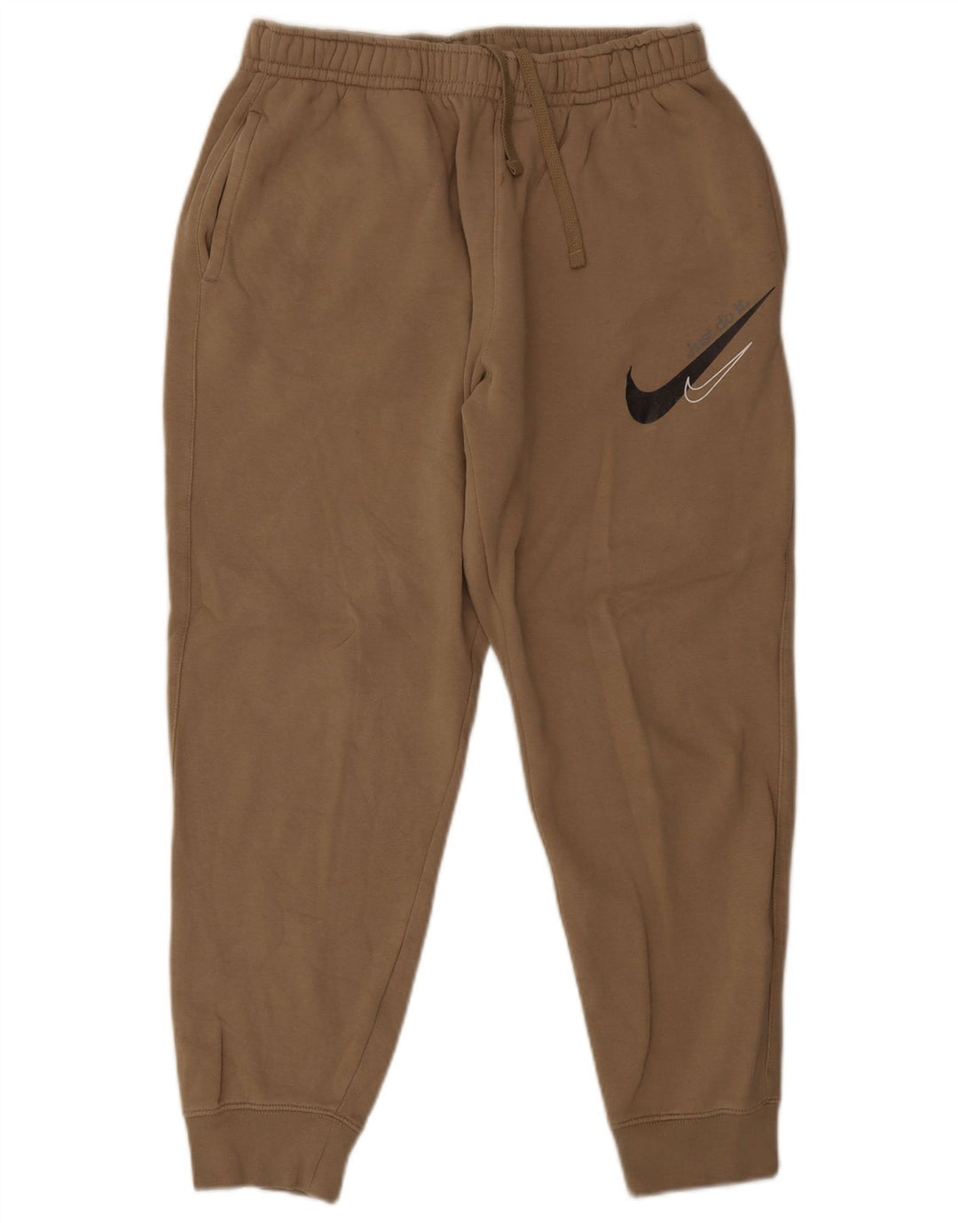 Męskie spodnie dresowe Nike z grafiką, średnio beżowe, bawełniane