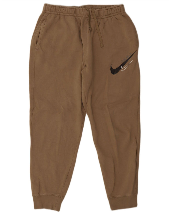 Męskie spodnie dresowe Nike z grafiką, średnio beżowe, bawełniane