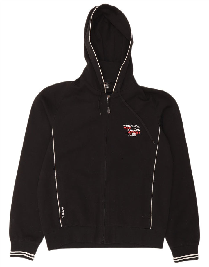 Męski sweter z kapturem i zamkiem błyskawicznym Brugi, średni czarny poliester