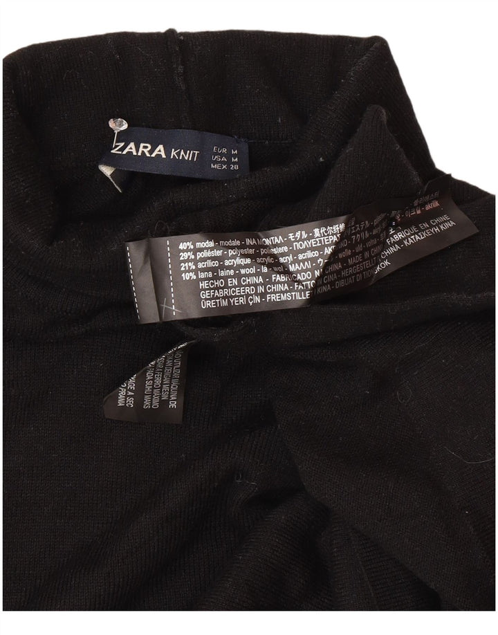 Sweter damski Zara z wywijanym dekoltem UK 14, średni czarny modal