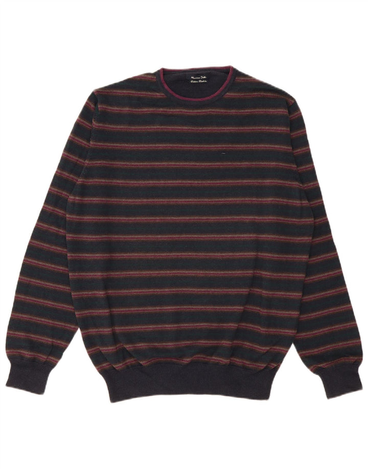 Męski sweter Massimo Dutti z okrągłym dekoltem EU 38, średni granatowy w paski