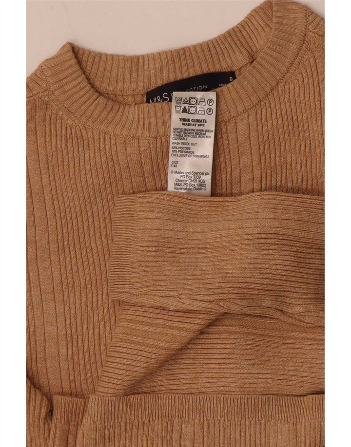 Marks & Spencer Damski top z długim rękawem UK 8 Small Beżowa Wiskoza