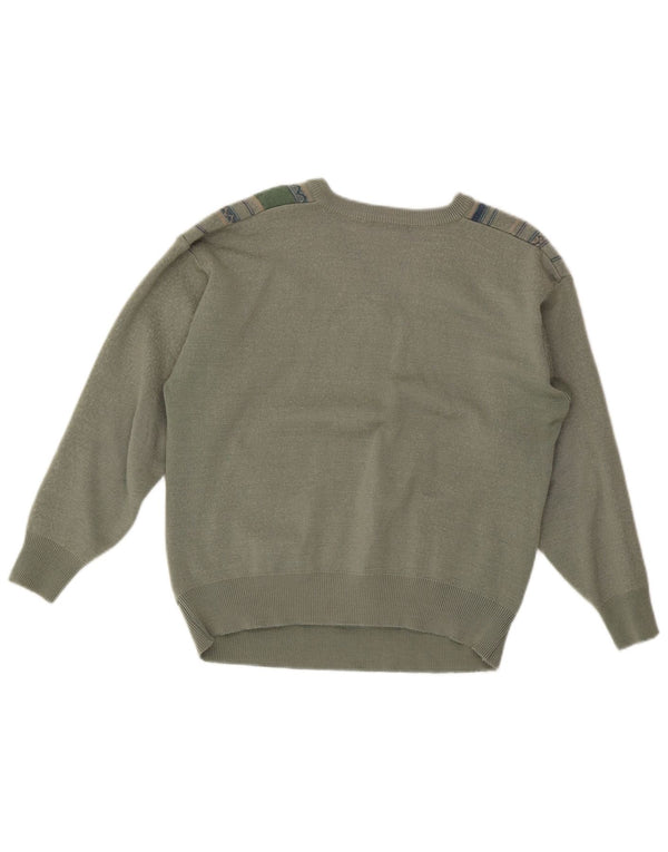 Sweter damski Gabicci z dekoltem w szpic, UK 16, duża, wełniana w zielone paski