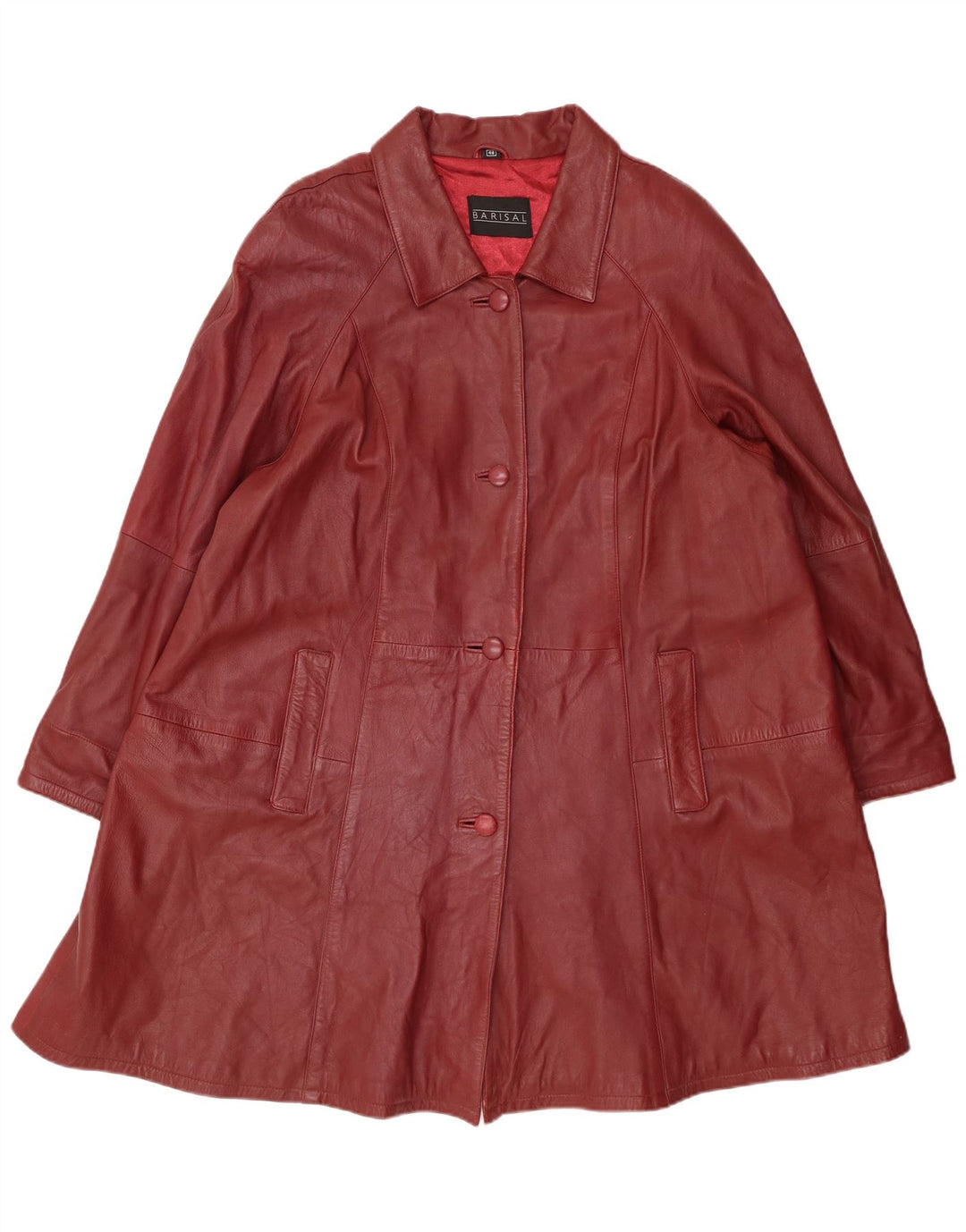 Barisal damski płaszcz skórzany oversize EU 48 2XL bordowa skóra
