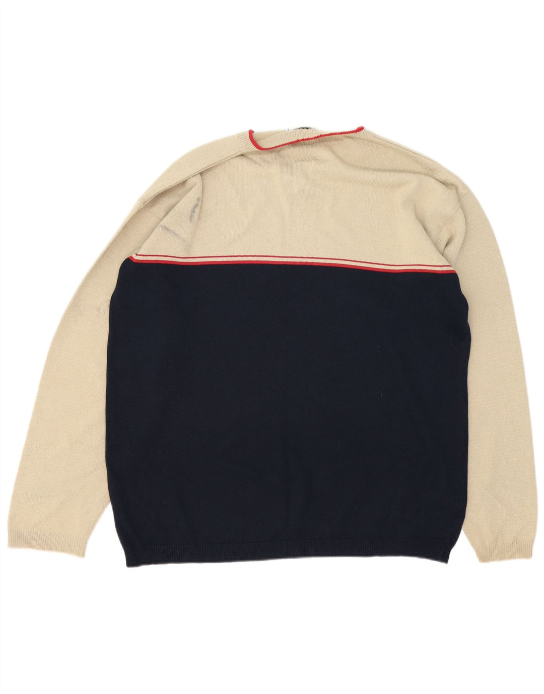 Sweter męski w stylu vintage, duży, beżowy, blok kolorów, poliakryl