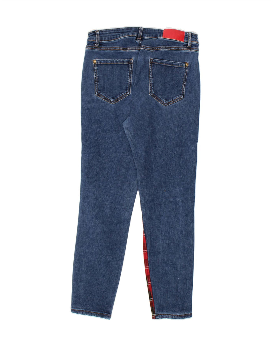 DESIGUAL Womens Slim Jeans W30 L27 Red Check Polyester Vintage Desigual and Second-Hand Desigual from Messina Hembry 