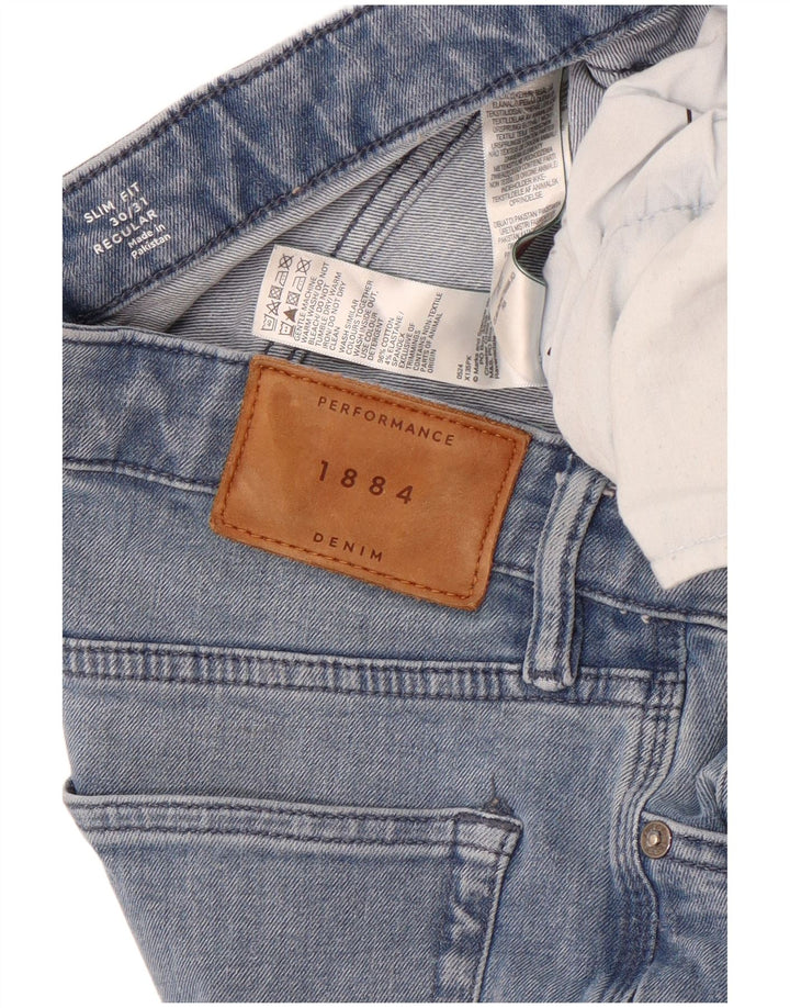 Marks & Spencer Męskie regularne jeansy slim W30 L31 Niebieskie bawełniane