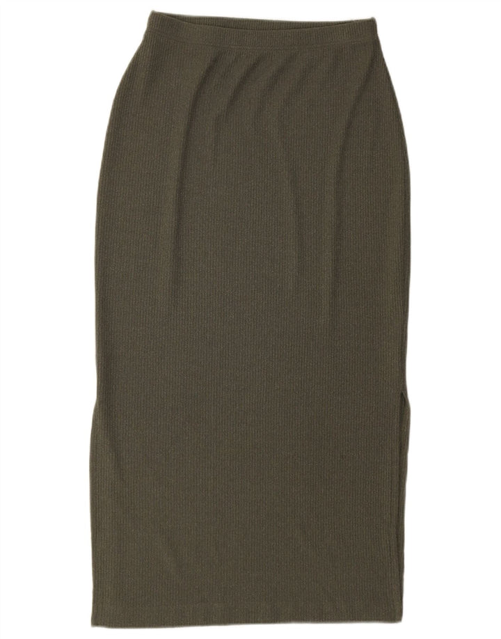 Marks & Spencer Damska dzianinowa spódnica midi UK 12 Medium W28 Khaki Poliester