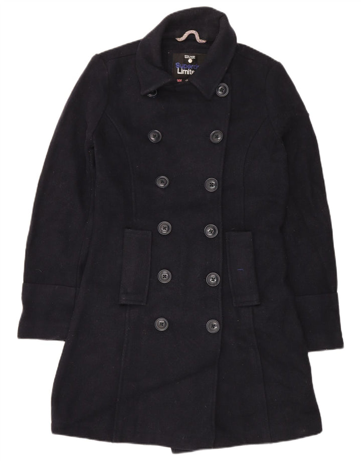 Damski płaszcz dwurzędowy Superdry UK 10, mały, granatowy, akrylowy