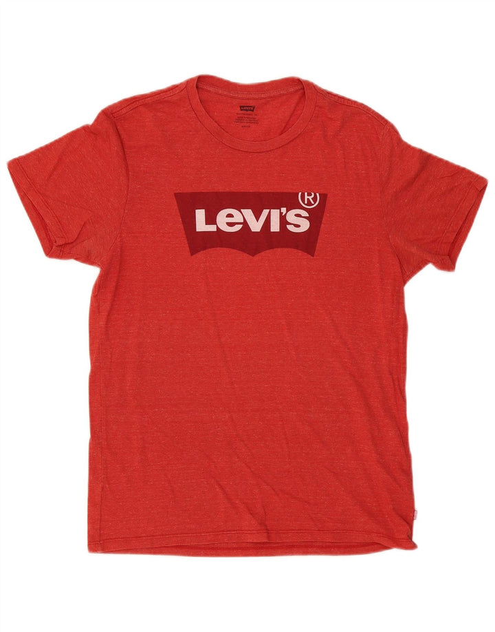 Męski T-shirt z grafiką Levi's, mały, czerwony, nakrapiany bawełniany
