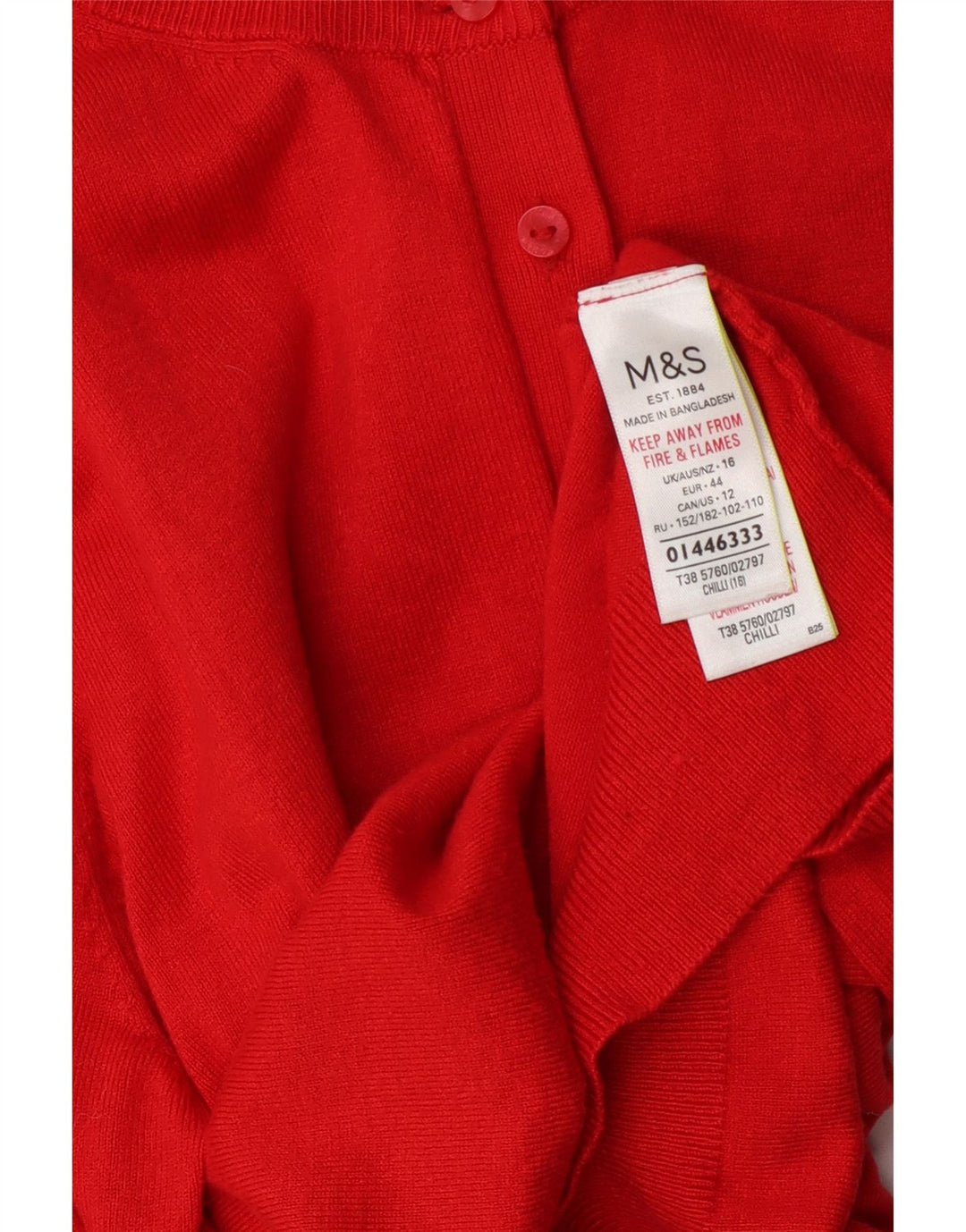 Marks & Spencer Damski sweter kardigan UK 16, duża, czerwona wiskoza