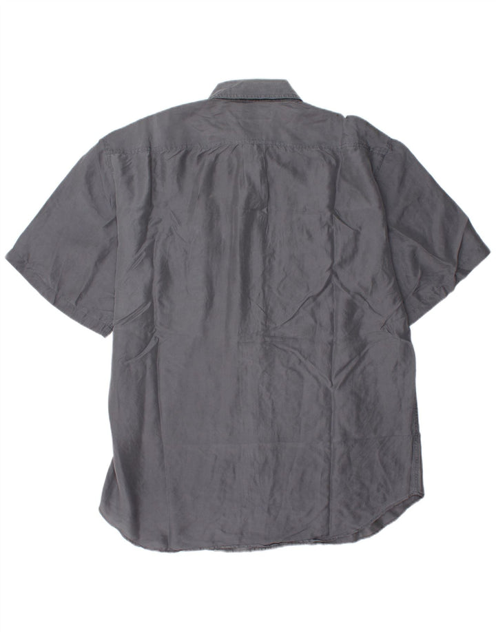 Koszula męska z krótkim rękawem w stylu vintage, 2XL, szara
