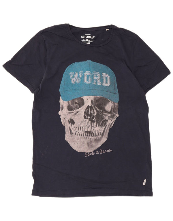 Męski T-shirt z grafiką Jack & Jones, duży, granatowy, bawełniany