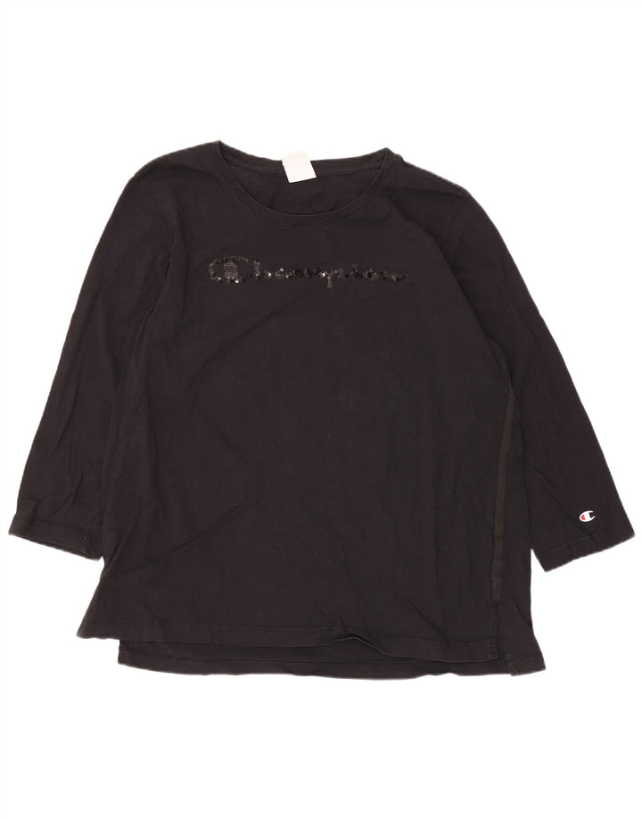 Damski top graficzny Champion z rękawem 3/4, UK 18 XL, czarny