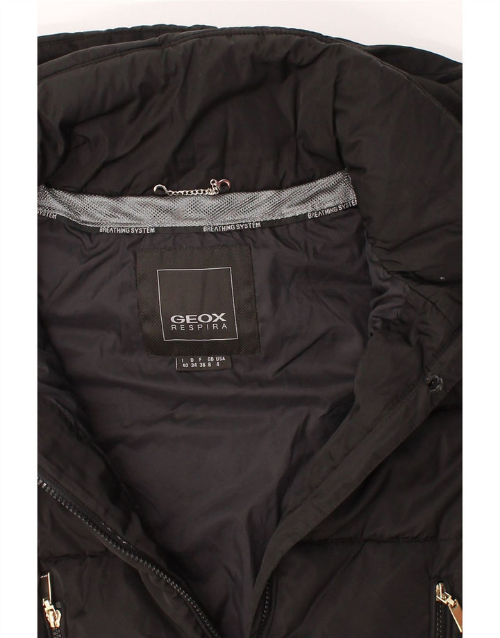 GEOX Womens Oversized Hooded Padded Coat UK 6 XS Black Polyester Winter Vintage Geox and Second-Hand Geox from Messina Hembry 