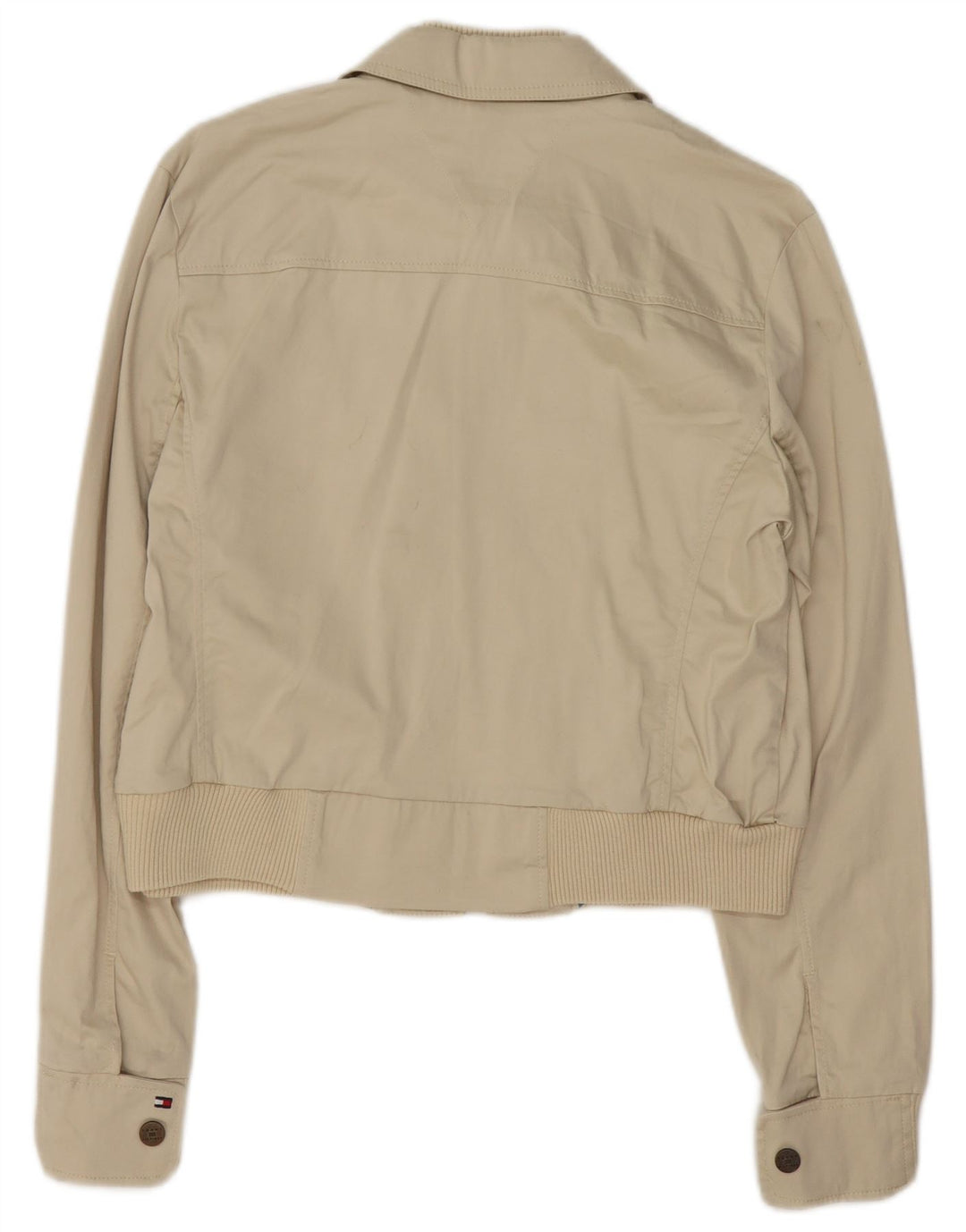 Damska kurtka bomberka Tommy Hilfiger Crop UK 16, duża, beżowa, bawełniana