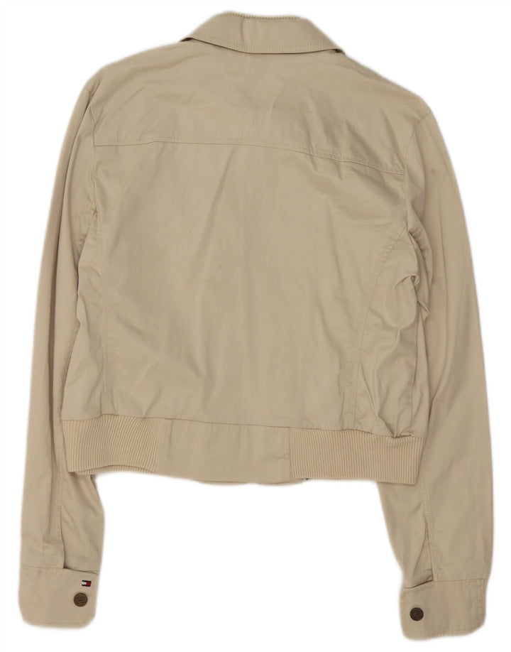 Damska kurtka bomberka Tommy Hilfiger Crop UK 16, duża, beżowa, bawełniana