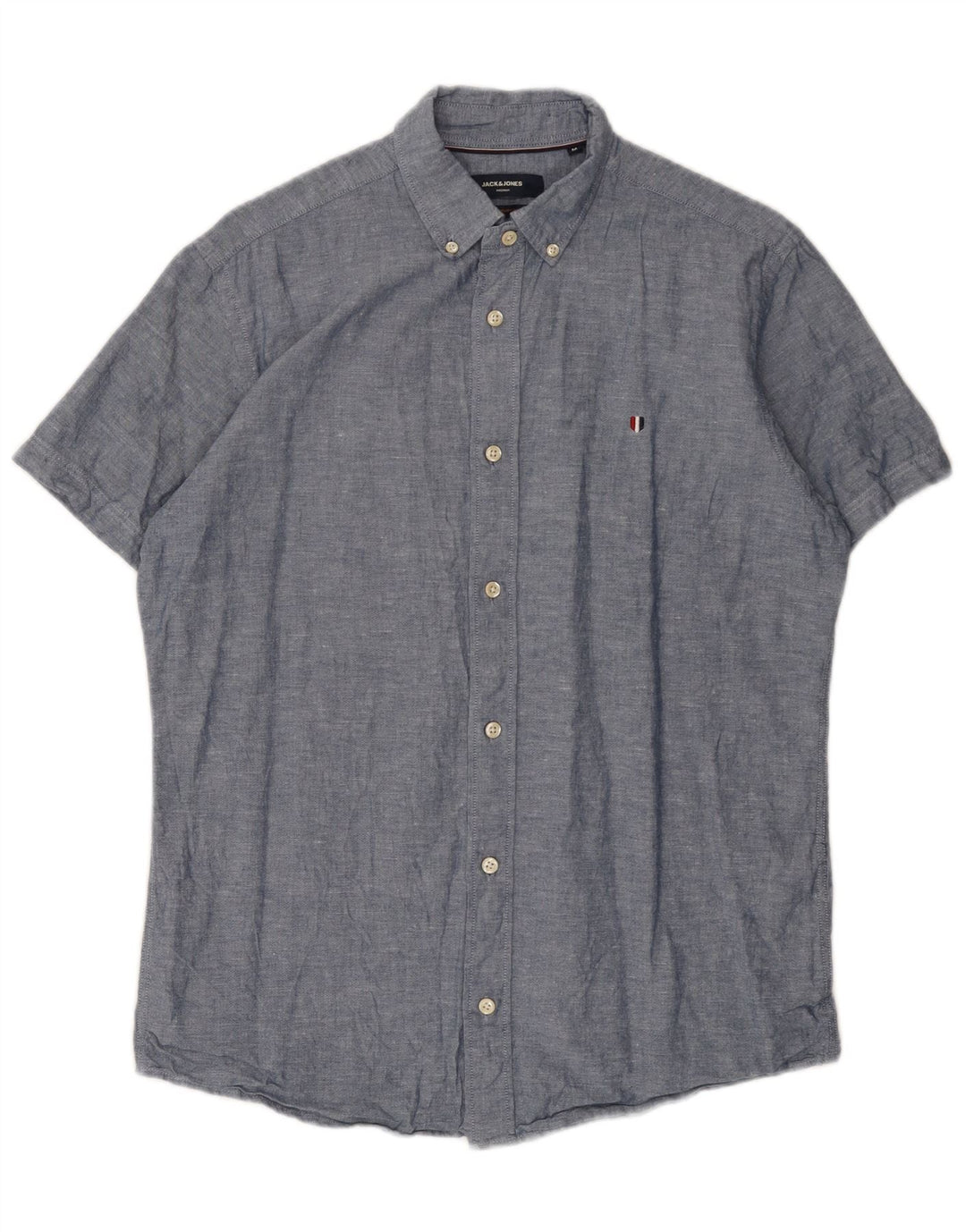 Koszula męska z krótkim rękawem Jack & Jones, średnioniebieska, bawełniana
