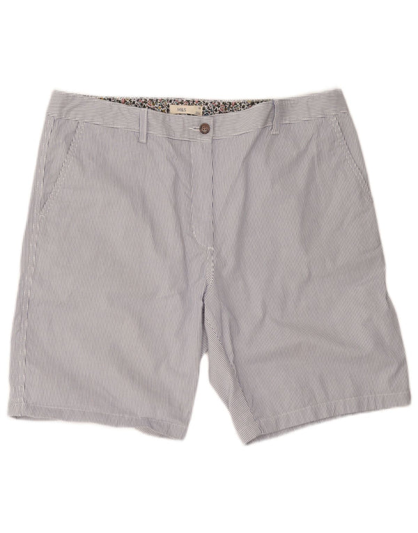 Marks & Spencer Damskie spodenki Chino UK 18 XL W40 Niebieskie bawełniane w prążki