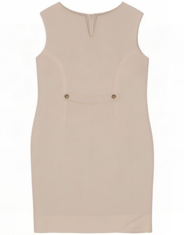 Vintage Womens Sleeveless Sheath Dress UK 12 Medium White