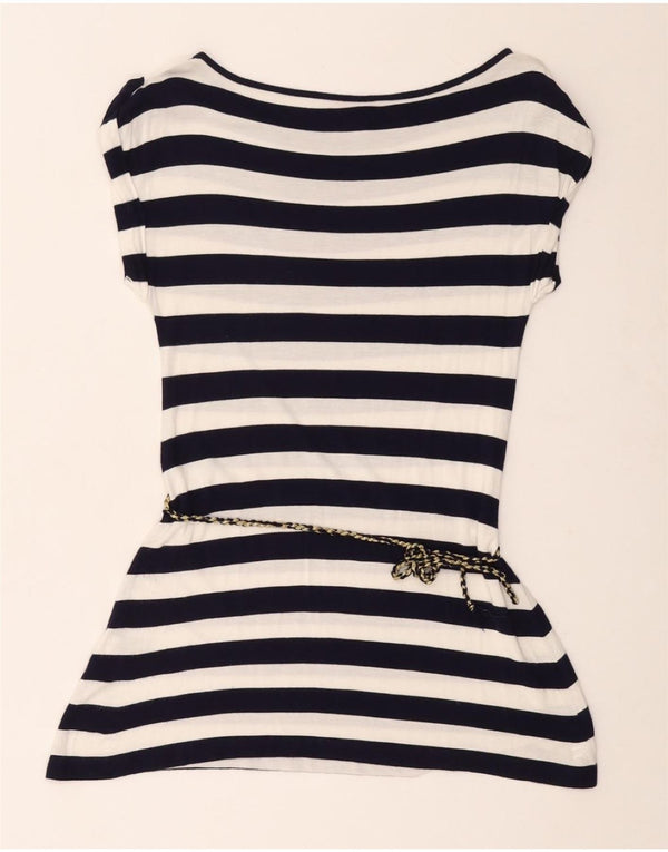 Damska tunika MONSOON UK 12, średnia, granatowa wiskoza w paski