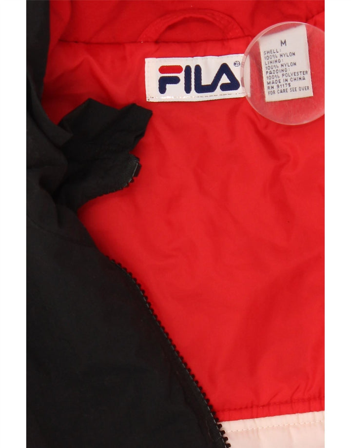 Męska wyściełana kurtka Fila Graphic UK 38 Średni czarny nylon w blokach kolorystycznych
