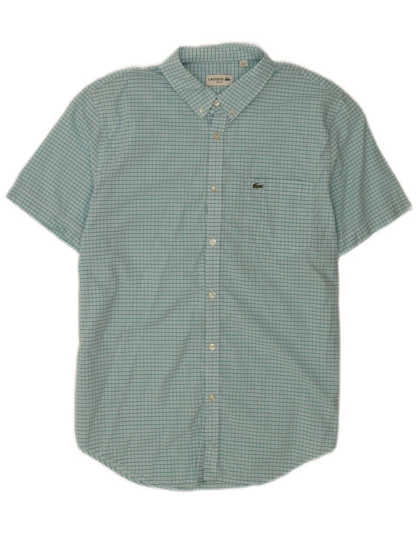 Koszula męska Lacoste Slim Fit z krótkim rękawem, rozmiar 44 XL, turkusowa kratka