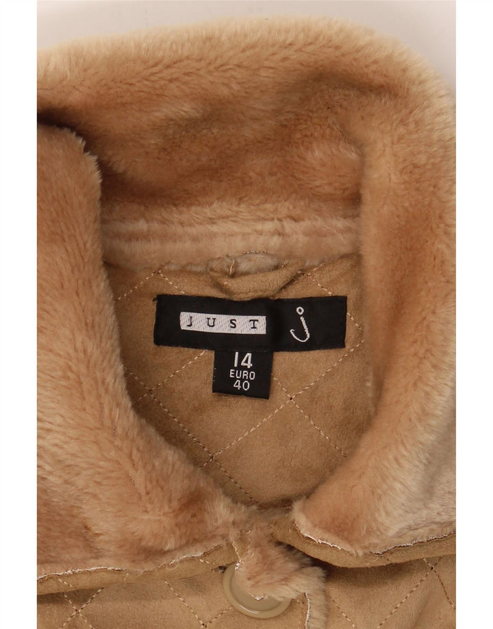 VINTAGE Womens Quilted Gilet UK 14 Large Beige Polyester Vintage Vintage and Second-Hand Vintage from Messina Hembry 