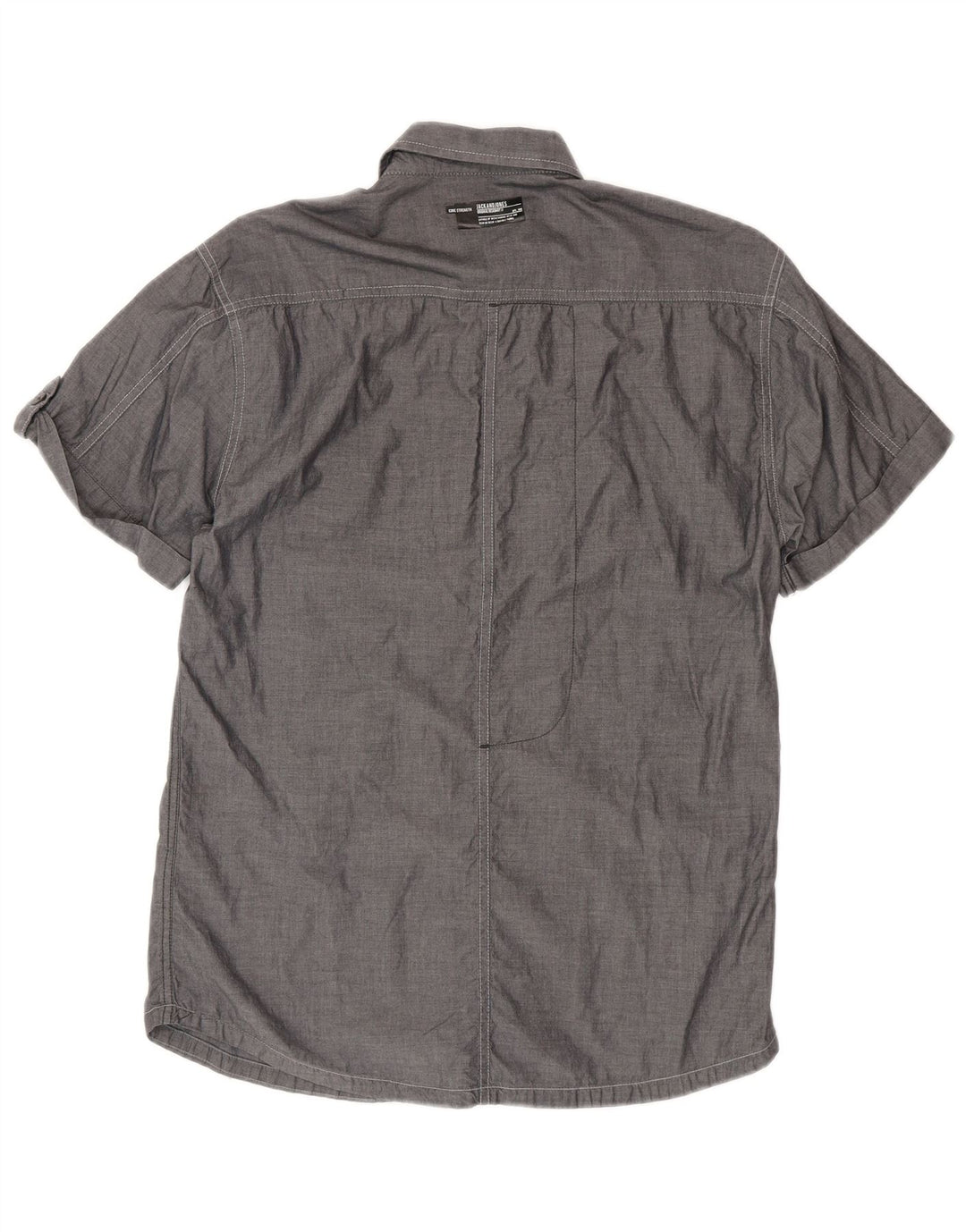 Koszula męska z krótkim rękawem Jack & Jones, średnioszara, bawełniana