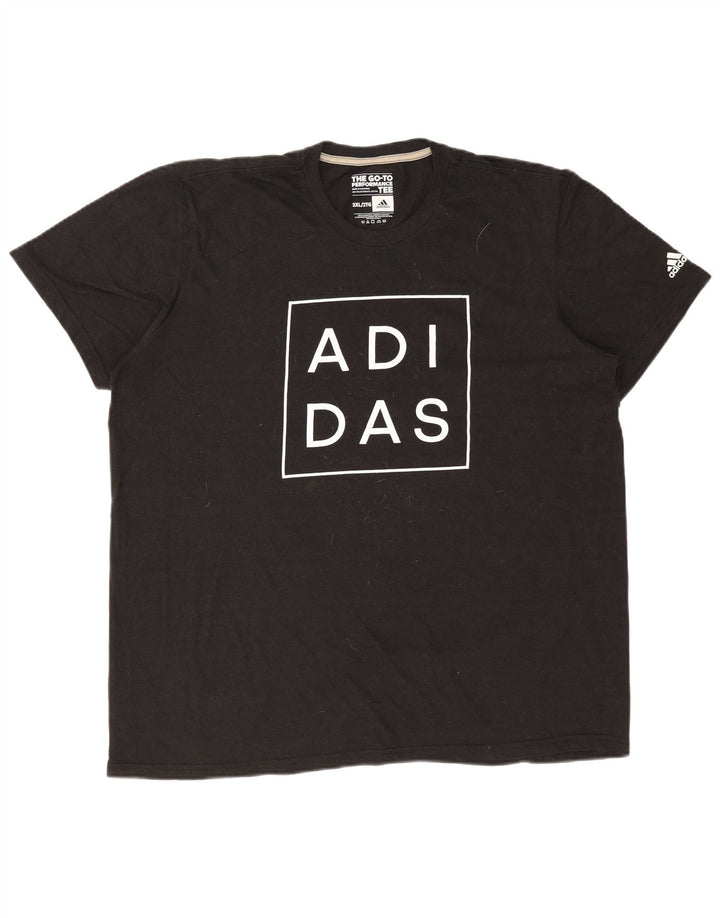 Męska koszulka z grafiką ADIDAS, 2XL, czarny poliester