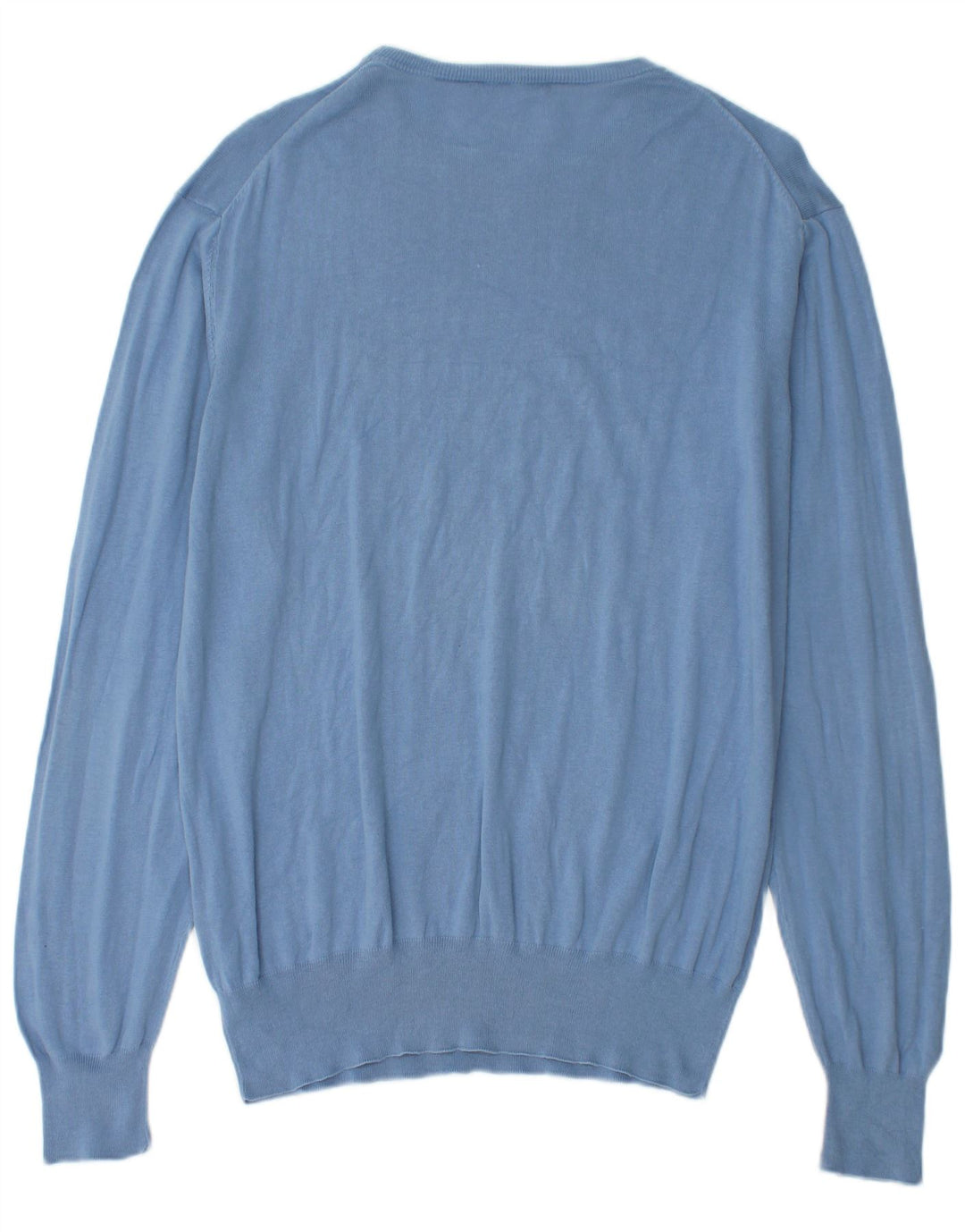 Męski sweter z okrągłym dekoltem TRUSSARDI IT 52, duży, niebieski, bawełniany