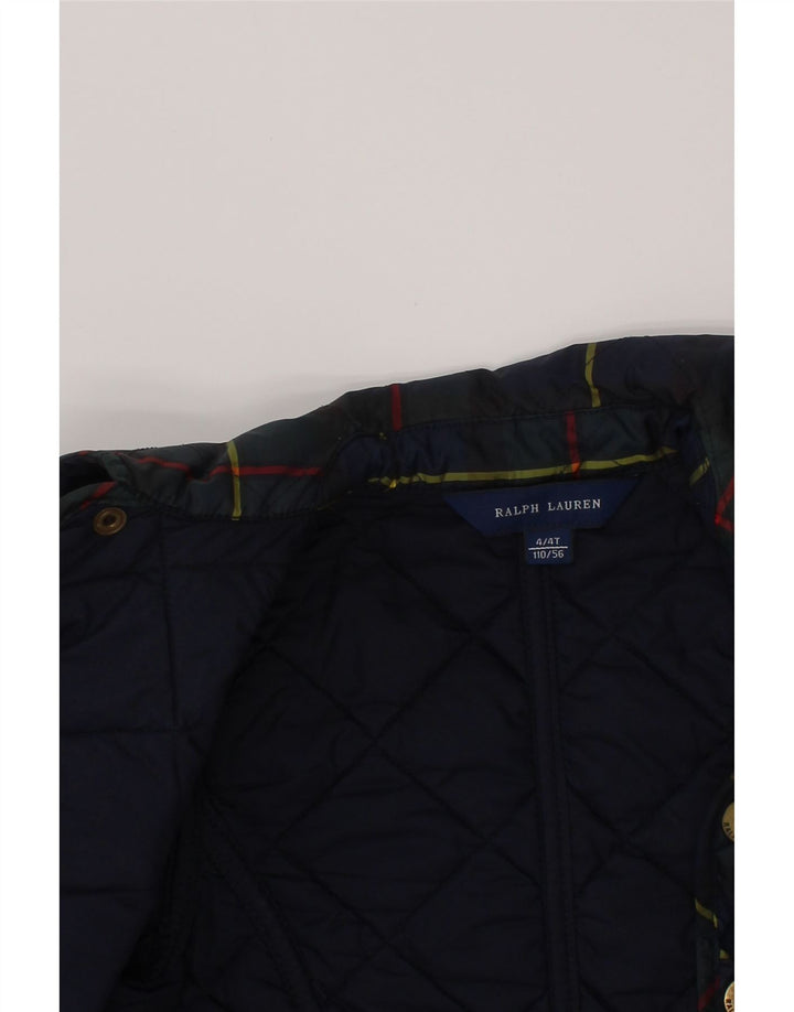 Ralph Lauren Dziewczęca pikowana kurtka 3-4 lata w granatową kratkę