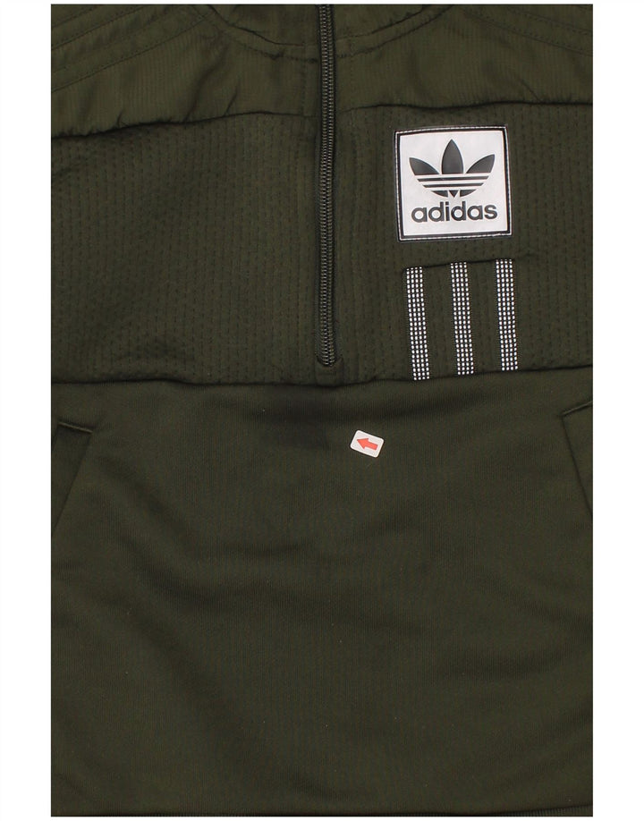 Chłopięca bluza Adidas z graficznym zamkiem błyskawicznym, 7-8 lat, zielony poliester