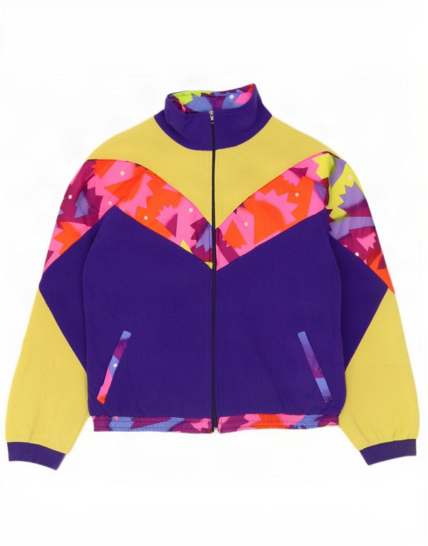 Męska kurtka polarowa Vintage UK 42 XL Fioletowy poliester z blokami kolorów
