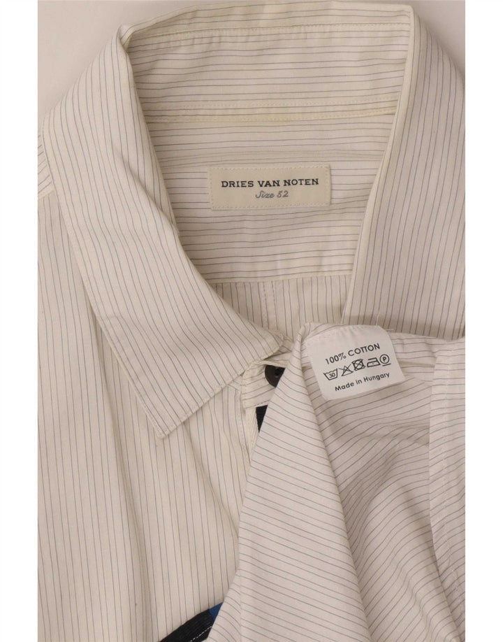 Koszula męska Dries Van Noten IT 52, duża, biała, bawełniana w prążki