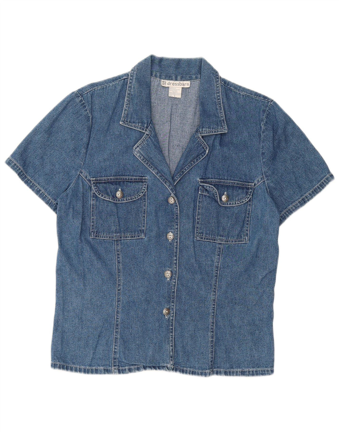 DRESS BARN Damska koszula dżinsowa z krótkim rękawem US 8 Średni niebieski, bawełniany