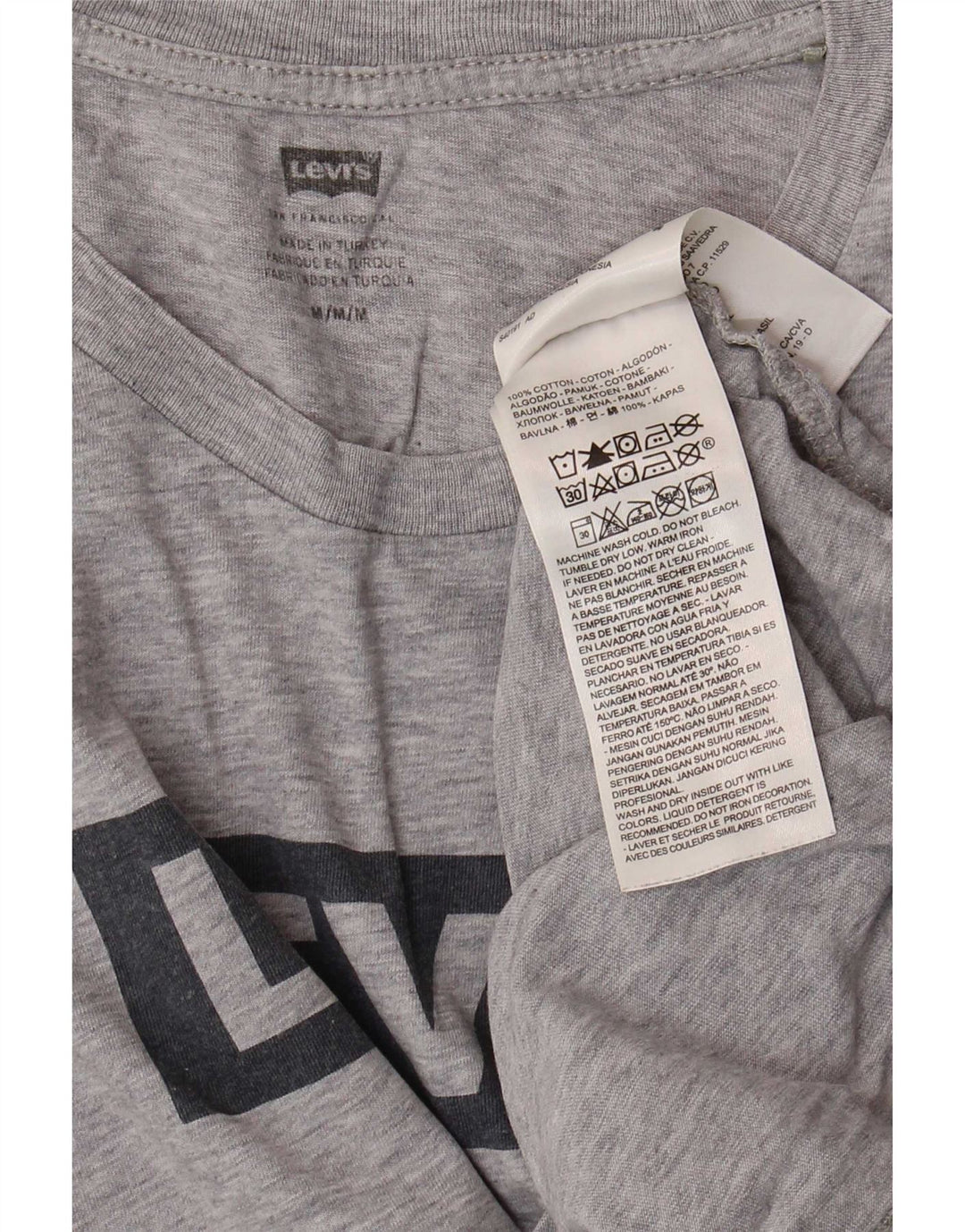 Męska koszulka z grafiką Levi's, średnia szara bawełna