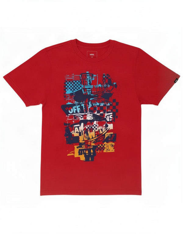 Chłopięcy T-shirt z grafiką Vans o dopasowanym kroju, duży, 12-13 lat, czerwony, bawełniany