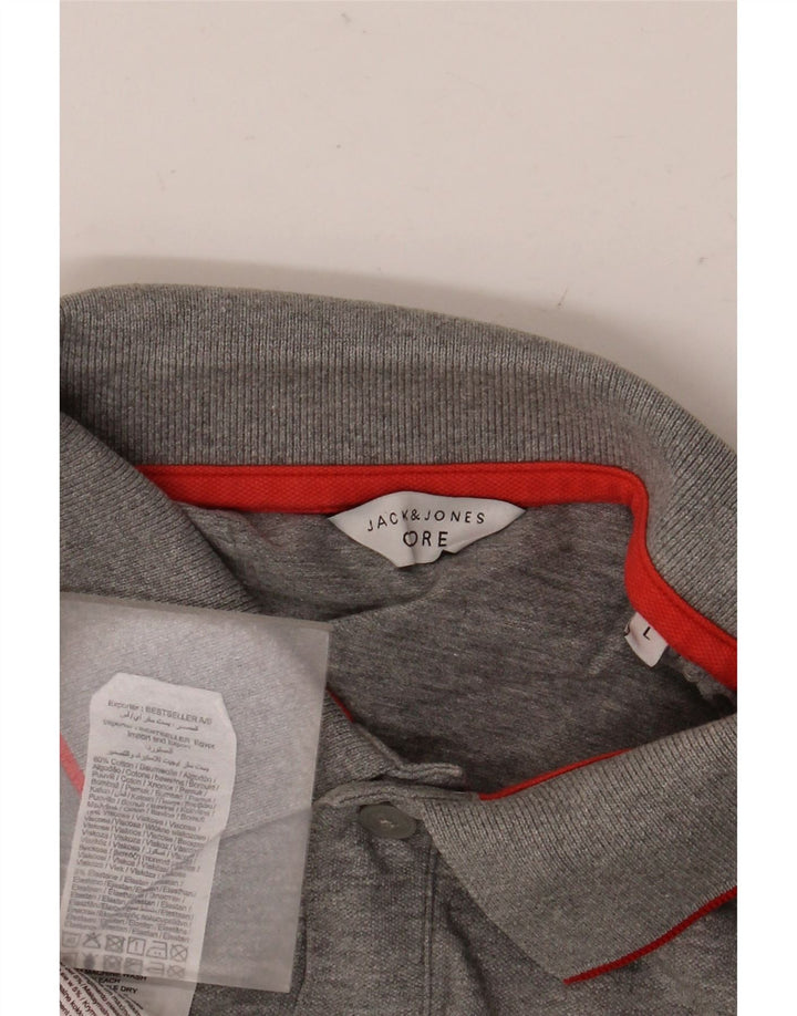 Męska koszulka polo JACK & JONES, duża, szara, bawełniana