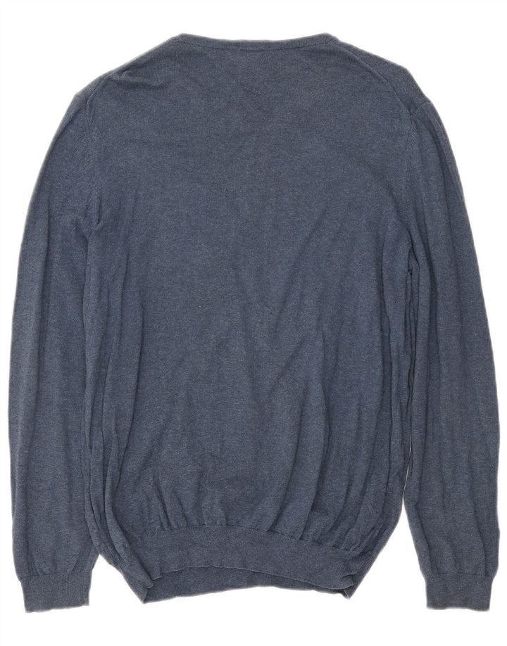 Męski sweter z dekoltem w łódkę Hugo Boss, duży, niebieski, bawełniany