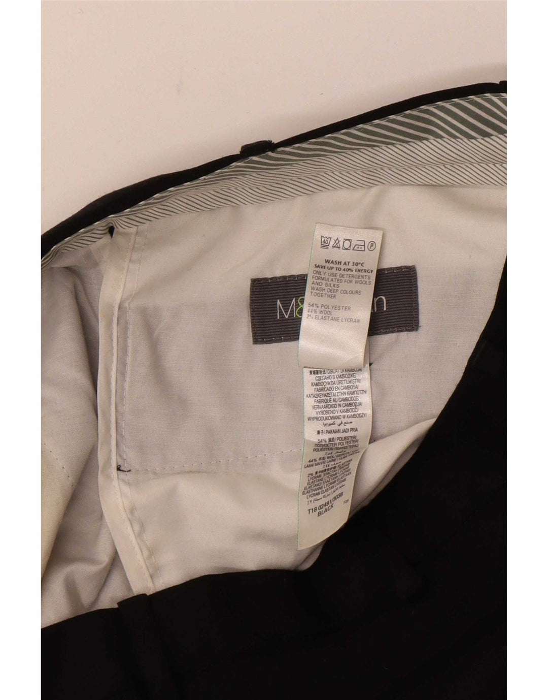 Marks & Spencer Męskie proste spodnie garniturowe W32 L31 Czarny poliester