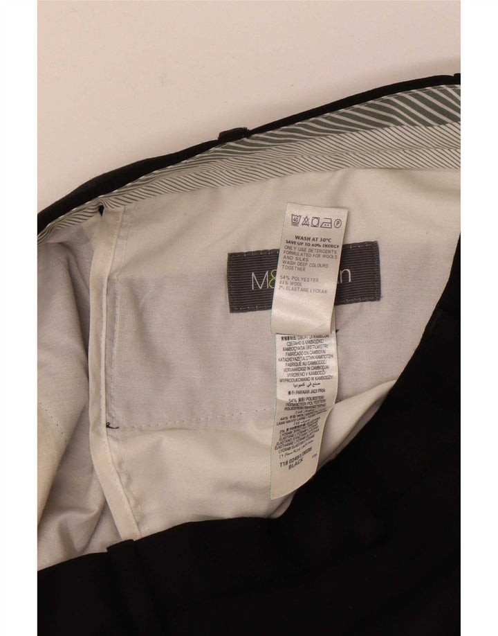 Marks & Spencer Męskie proste spodnie garniturowe W32 L31 Czarny poliester