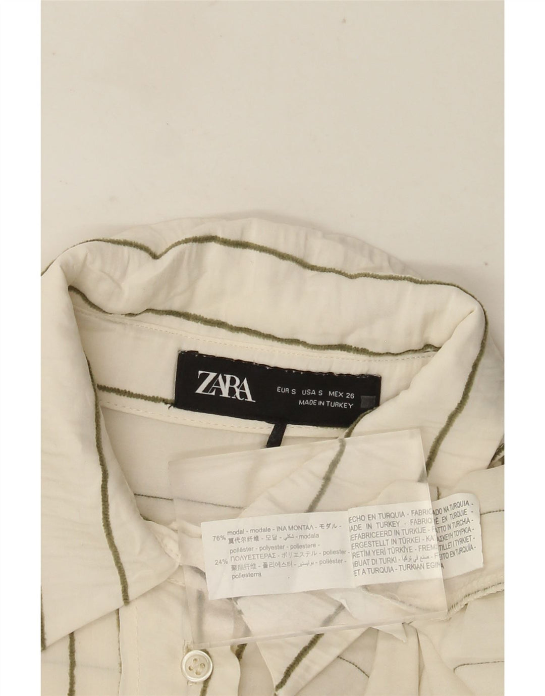 Damska koszula oversize ZARA UK 10 w małe białe paski z modalu