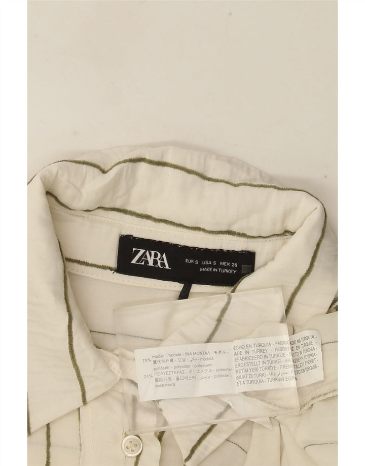 Damska koszula oversize ZARA UK 10 w małe białe paski z modalu