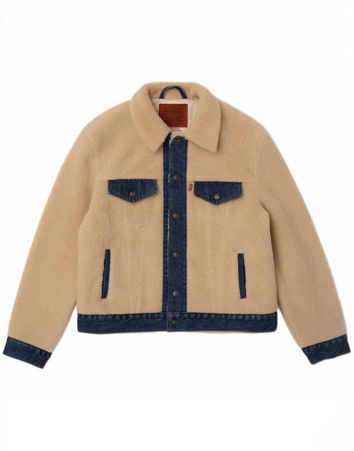 Męska kurtka polarowa Levi's Teddy Bear UK 38 w kolorze złamanej bieli
