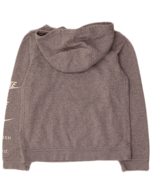 Nike Boys Graphic Hoodie Jumper 12-13 Years Large Grey Flecked Cotton