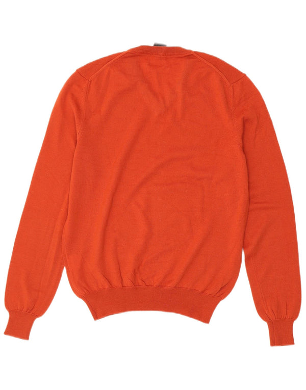 Męski sweter Calvin Klein z dekoltem w kształcie litery V, mały, pomarańczowy, z dziewiczej wełny