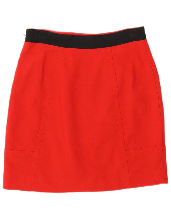 Damska spódniczka mini Coast UK 8 Small W26 Czerwony poliester z blokami kolorów