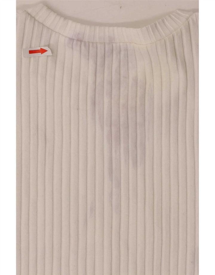 Damski krótki t-shirt Zara UK 12, średni biały poliester