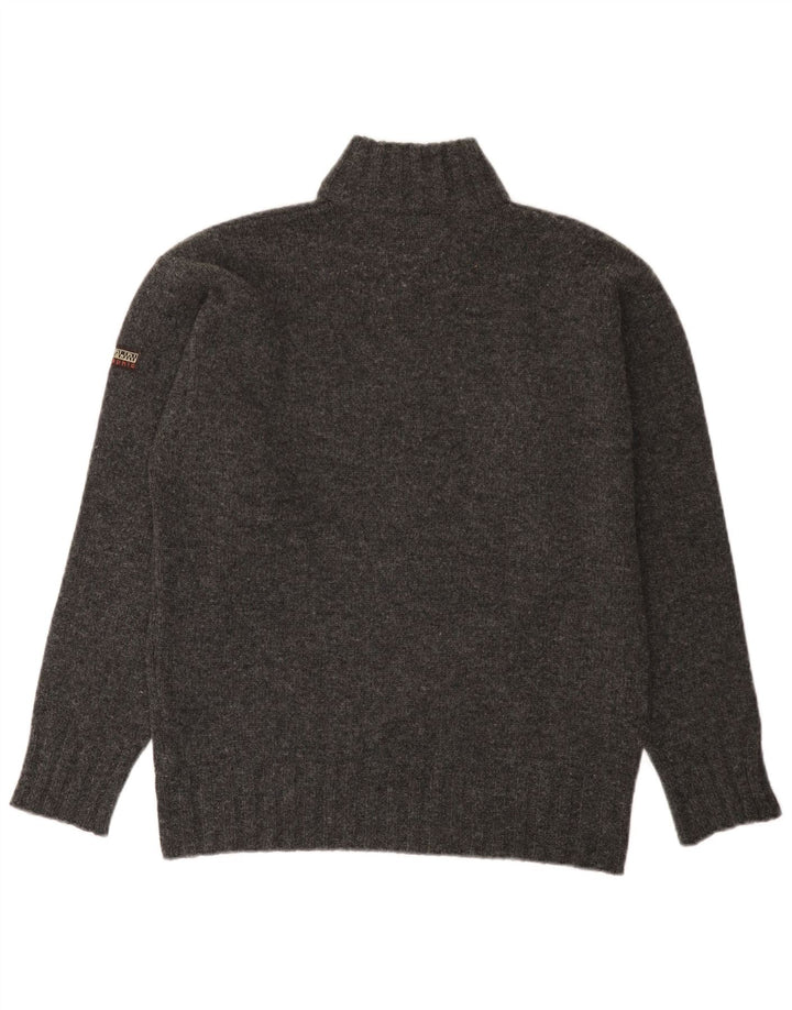 Męski sweter Napapijri Geographic z zamkiem błyskawicznym, mały, szary, wełniany